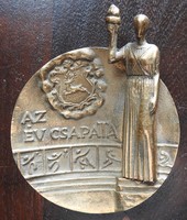Szignált bronz plakett /relief AZ ÉV CSAPATA