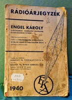 Rádió árjegyzék - 1940-ből. /Készülékek, tartozékok, alkatrészek/