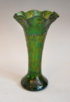 Iridescent green glass vase - kralik