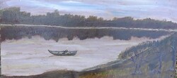 Landscape with a boat - Oéaj painting