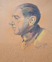 Male portrait - individual marked - colored pencil drawing - 1924