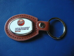 Keeway motorcycle oval metal key ring on a leather base