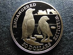 Cook Islands Penguins.925 Silver $ 50 1991 pm pp (id62237)