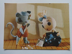 Old postcard with fairy tale characters - böbe doll and cicamica - puppet design by Bródy-Léva