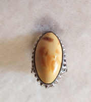 Butter amber silver ring