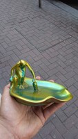 Lajos Mack: water-immersing woman - Zsolnay eosin bowl, 16 x 14 cm