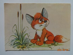 Old graphic postcard: vuk, the little fox (Pannonia film studio)