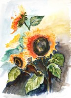 Contemporary artist (m.W.): Sunflowers, 1999 - watercolor, marked