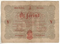 5 öt forint 1848 piros betűs szöveghibás 1.