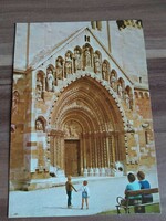Régi képeslap, Ják, Bencés apátsági templom kapuja, fotó: Tulok Ferenc, postatiszta