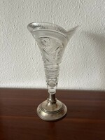 33 cm-es ezüst talpú kristály váza