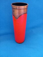 Craftsman solid red copper retro red fire enamel vase