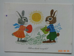Régi grafikus húsvéti képeslap - Hajnal Gabriella rajz