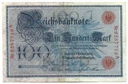 100 Mark 1908 red serial number Germany 1.