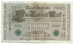 1000 márka 1910 7 jegyű zöld sorszám Németország 3.