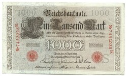 1000 márka 1910 7 jegyű piros sorszám Németország 2.