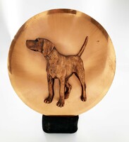 Bronzed relief image of Hungarian Vizsla