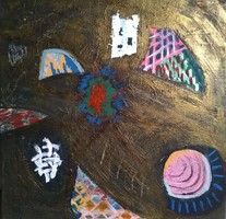 Vonzásban.   Akril festmény, 40 x 40