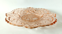 Beautiful old Czech pink, thick glass bowl, offering