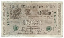 1000 márka 1910 7 jegyű zöld sorszám Németország 1.