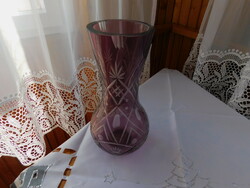 A very beautiful shape pale purple richly carved lead crystal vase