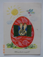 Régi grafikus húsvéti üdvözlő képeslap - Szilvásy Nándor rajz