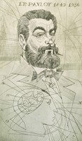 Kass János: Pavlov portréja - rézkarc - orosz orvosportré