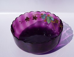 Large antique moser amethyst lavender purple artist glass deep bowl centerpiece