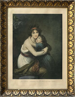 Élisabeth vigée le brun: self-portrait with her daughter Julie color lithograph