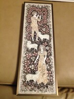 Old edition ceramic tile mural with lambs