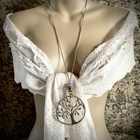 Tree of life necklace, vintage jewelry, unique midcentury chain, hippie tree of life/
