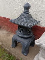 Ritka 63cm Japán kertépítő Kő lámpa Feng Shui  kerti tó pagoda lámpás szobor antracit szürke