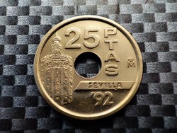 Spanyolország 25 Peseta, 1992 Expo'92 Sevilla Földgömb