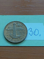 Barbados 5 cents 2002 lighthouse south point lighthouse, brass 30.