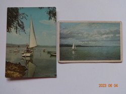 2 db régi képeslap együtt: vitorlások a Balatonon (50-es, 60-as évek)