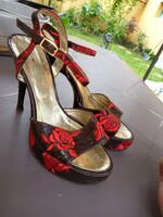 38 As vero cuoio high-heeled kan-kan dancing shoes sandals used for sale