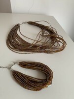 Zenner új ékszer szett 25 soros irizáló gyöngysor nyaklánc nyakék és karkötő karperec karlánc