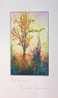Gross Arnold - Október 13 x 8 cm színezett rézkarc