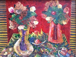 Zoltan Klie (1897-1992) two bouquets, gallery paintings
