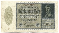 10000 márka 1922 kis méret magáncéges nyomtatás 7 jegyű sorszám Németország 1.