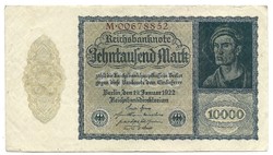 10000 Mark 1922 small size imperial printing 8-digit serial number Germany 1.