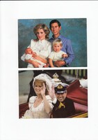 Diana/Károly és András/Sarah művészi képeslap postatiszta 2db egyben