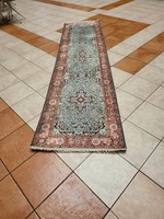 Vintage kasmír 80x310 cm  kézi csomózású selyem perzsa futó szőnyeg MZ_164