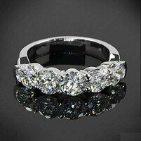 2.10 Ct 5 stones vvs1 h Valodi white moissanite diamond 925 sterling silver ring