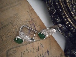Silver-plated earrings with a green zircon stone