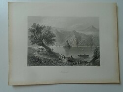 Za450.7 Babakai rock - Danube valley - Romanian-Serbian section of the Danube - 1842 w. Bartlett steel engraving