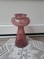 Retro ritka  színű  váza repesztett Gyönyörű  Fátyolüveg fátyol karcagi berekfürdői üveg