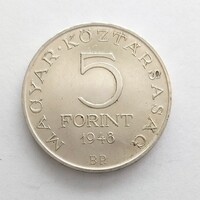 1948 Ezüst Petőfi 5 Forint. Ritka!  (No: 23/293.)