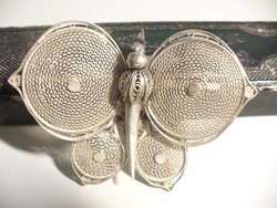 Silver airy pierced butterfly brooch