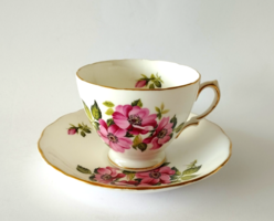 Beautiful marked fine thin English porcelain wild rose tea cup